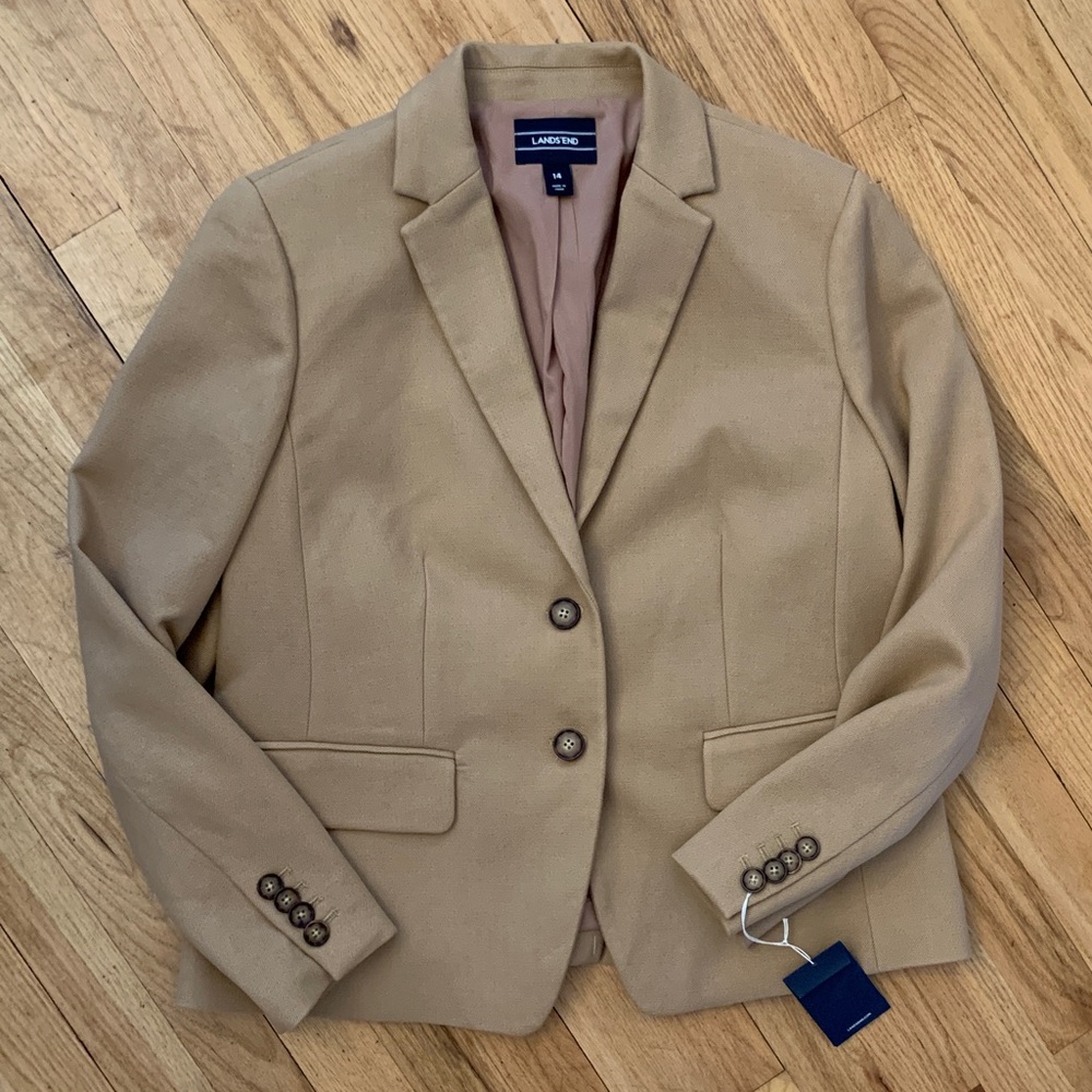 Women’s Lands End Camel Colored Blazer Suit Jacket Size 14